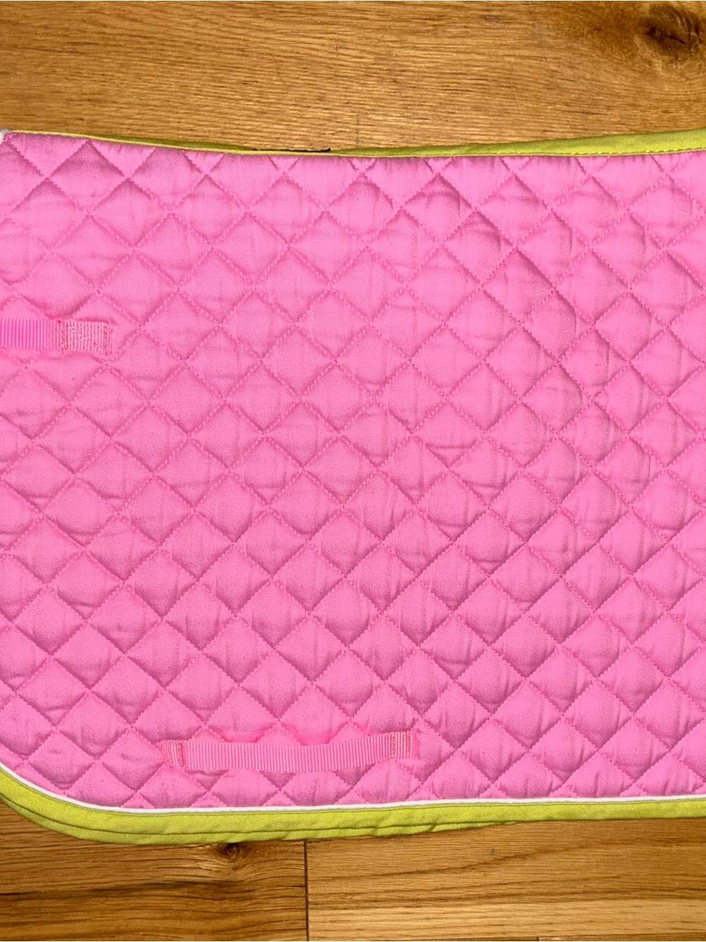 Pink Quilted Pet Saddle Pad with Yellow Trim - Dover Saddlery